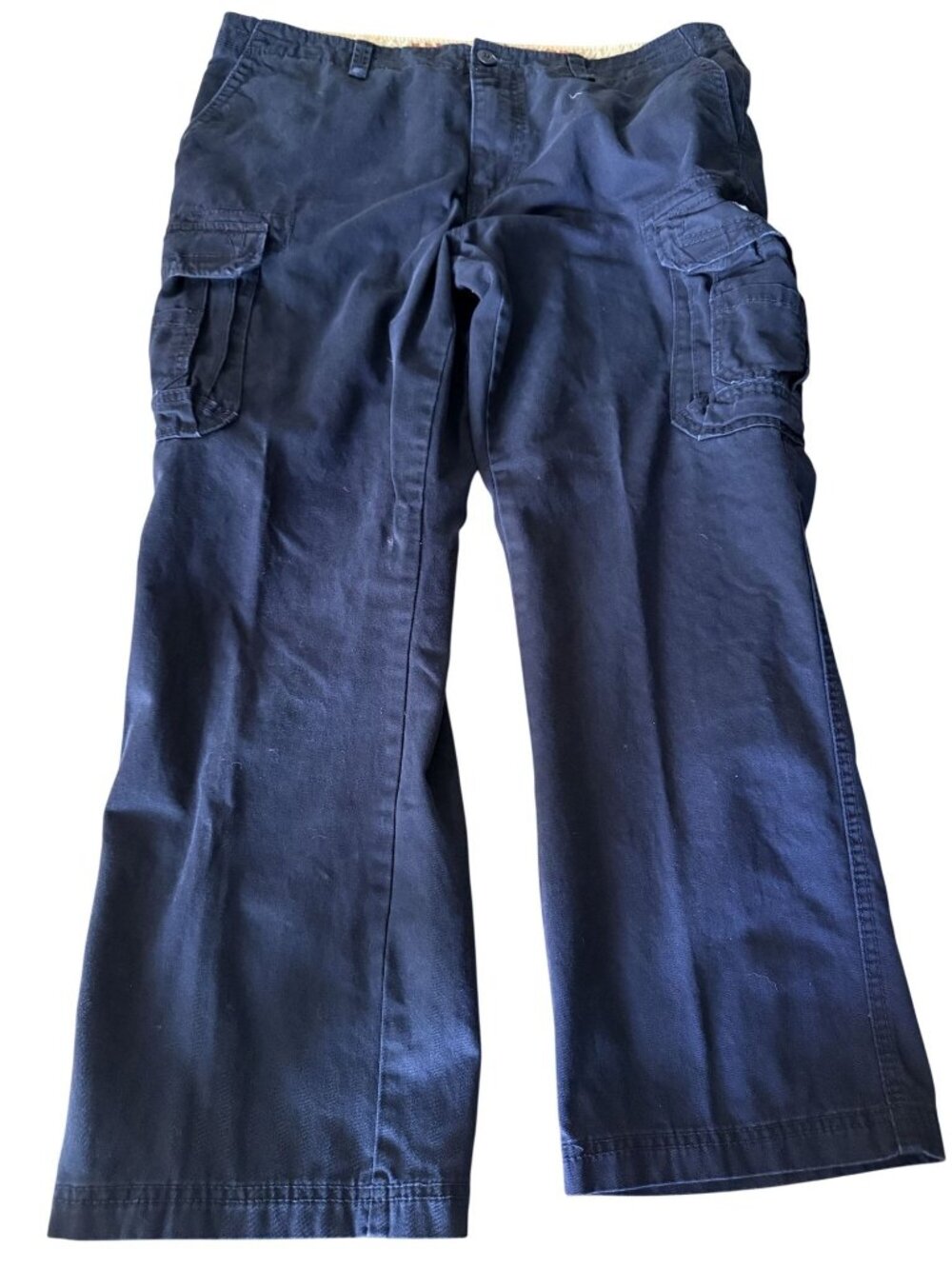 UnionBay Mens Black Denim Cargo Pants 38x30 With Multiple Pockets Rugged Design